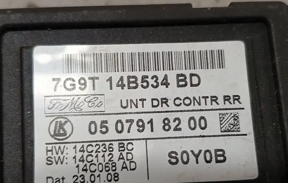Volvo S80 Door control unit/module 7G9T14B534BD 0507918200 14C068AD