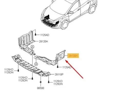 Hyundai i30 Engine splash shield/under tray 29130A6100