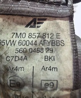 Ford Galaxy Rear seatbelt 7M0857812E 560048829 60044AEYBE