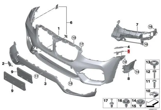 BMW 5 F10 F11 Front parking sensor holder (PDC) 51122181315