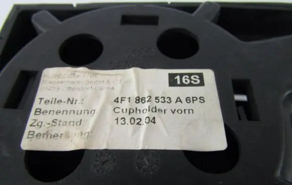 Audi A6 S6 C6 4F Cup holder 4F1862533A