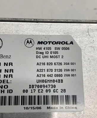 Mercedes-Benz S W221 Bluetooth control unit module A2218703126 A2168206726 A2164420860