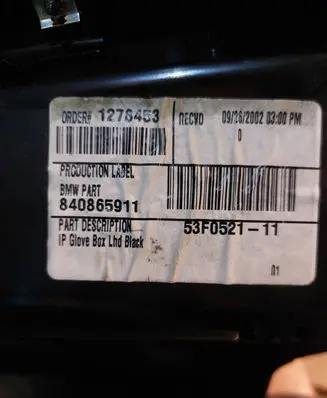 BMW X5 E53 Glove box set 840865911 1278453 53F052111