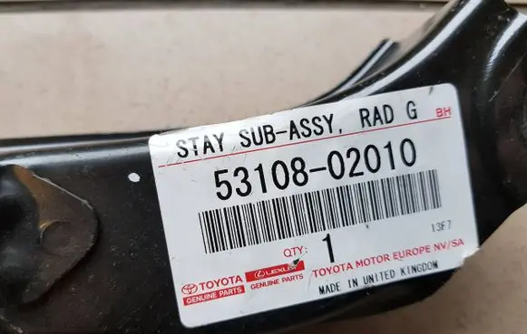 Toyota Auris E180 Radiator support slam panel bracket 53108-02010