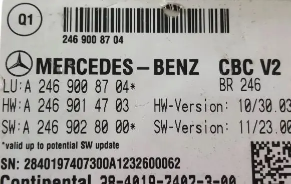 Mercedes-Benz B W246 W242 Comfort/convenience module A2469008704