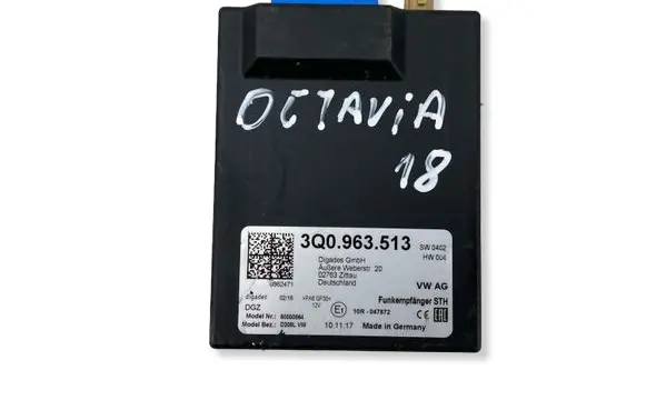 Skoda Octavia Mk3 (5E) Auxiliary heating control unit/module 3Q0963513