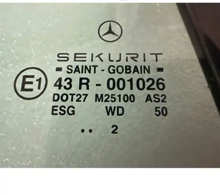Volkswagen Touareg I Front door window glass four-door 43R001026 DOT27M25100AS2