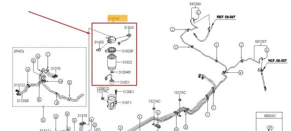 Hyundai Tucson TL Fuel filter housing 319702Y000