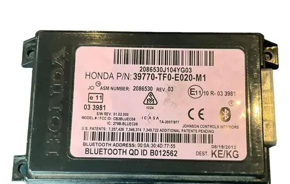Honda Civic IX Bluetooth control unit module 39770TFOE020M1 B012562