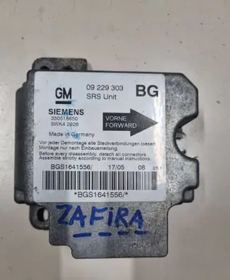 Opel Zafira A Airbag control unit/module 09229303 330518650 BGS1641556