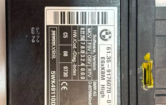 BMW 5 E60 E61 Comfort/convenience module 9176070 5WK49110D 780324000