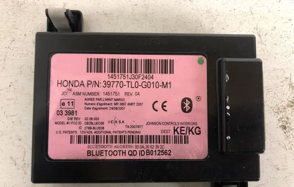 Honda Accord Bluetooth control unit module 39770TL0G010M1