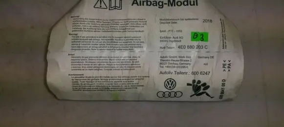 Audi A8 S8 D3 4E Passenger airbag 4E0880203C 600664100D 6006247