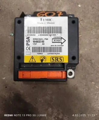 Peugeot 607 Airbag control unit/module 9648832180 5EKA5A2149130C L2V4E27A7D4