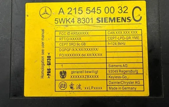 Mercedes-Benz CL C215 Door central lock control unit/module A2155450032 5WK48301