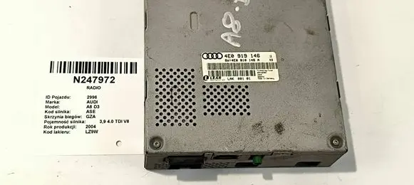 Audi A8 S8 D3 4E Video control module 4E0919146 4E0910146A
