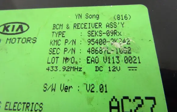KIA Soul Other control units/modules 954002K242