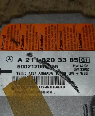 Mercedes-Benz E W211 Airbag control unit/module A2118203385 500212050055