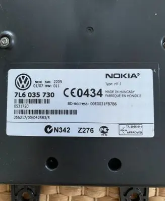 Volkswagen Touareg I Bluetooth control unit module 7L6035730 00E0031FB7B6 N342Z276
