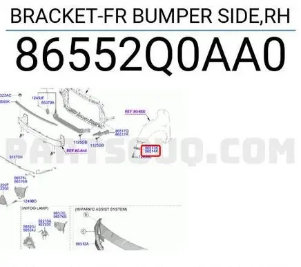 Hyundai Bayon Front bumper mounting bracket 86552Q0AA0