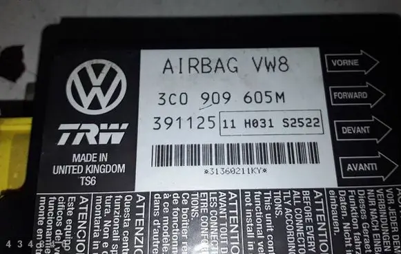 Volkswagen PASSAT B6 Airbag control unit/module 3C0909605M 391125 003B1PPFW75