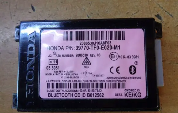 Honda Jazz Bluetooth control unit module 39770TF0E020M1