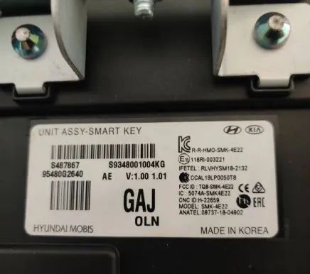 Hyundai Ioniq Keyless (KESSY) go control unit/module 95480G2640