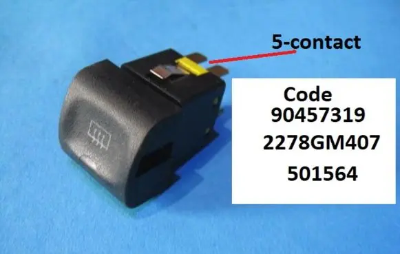Opel Omega A Windscreen/window heater switch 90457319 2278GM407