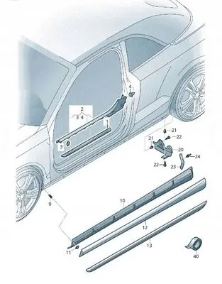 Audi A3 S3 8V Sill/side skirt trim 8V7854536