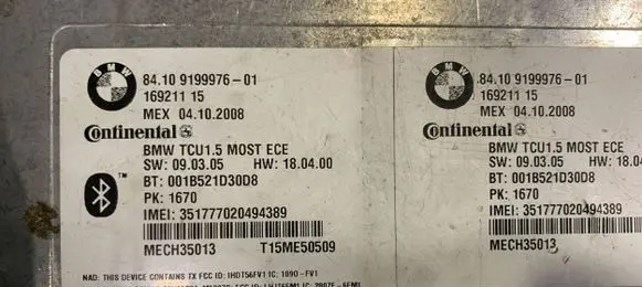 BMW 5 E60 E61 Bluetooth control unit module 9199976 16921115 0019C08DCAE1
