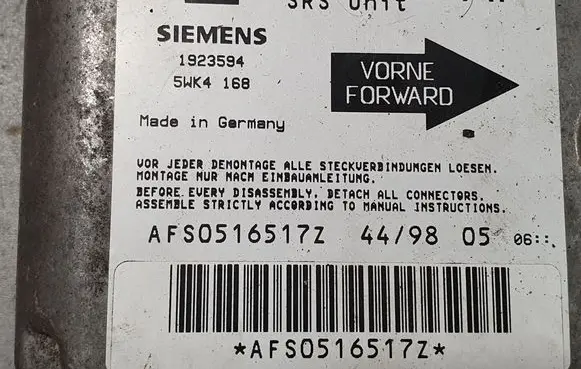 Opel Astra G Airbag control unit/module 1923594 90520841 5WK4168
