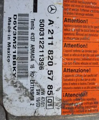 Mercedes-Benz E W212 Airbag control unit/module A2118205785 500312211396