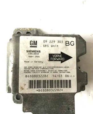 Opel Zafira A Airbag control unit/module 09229303 5WK42926