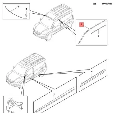 Opel Combo D Roof trim bar molding cover 95524570 GR12116 005202