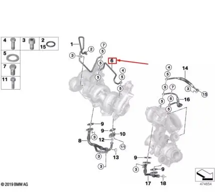 Turbo turbocharger oiling pipe/hose