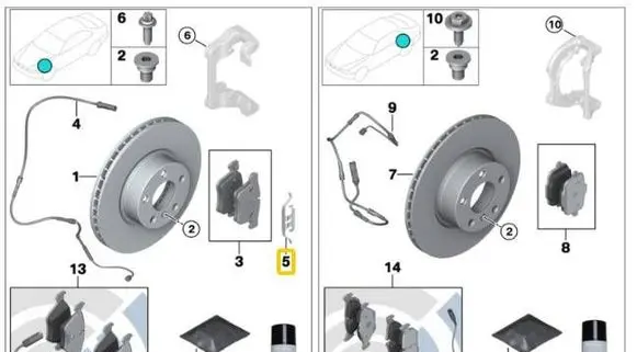 BMW 5 F10 F11 Rear brake pad spring 6786819 7846703