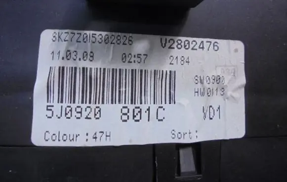 Skoda Fabia Mk2 (5J) Speedometer (instrument cluster) 5J0920801C