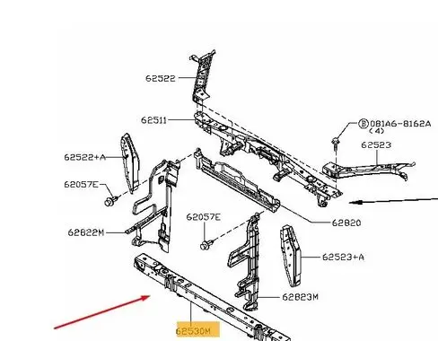 Nissan Juke I F15 Front bumper support beam 625301KE0B