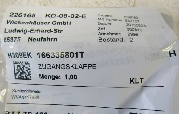 Opel Corsa F Rear bumper row hook cap/cover 166335801T