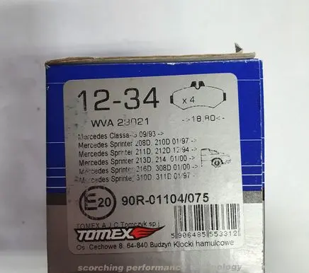 Mercedes-Benz Sprinter W901 W902 W903 W904 Brake pads (rear) WVA23021 0004209720