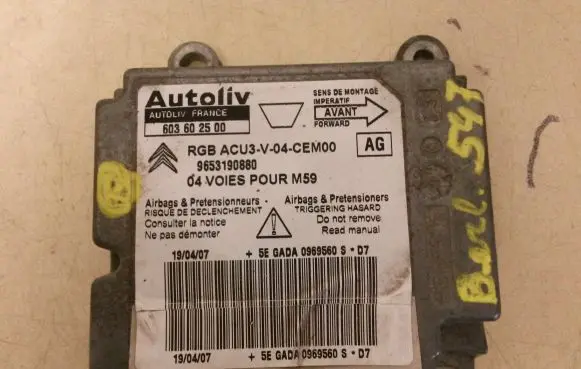 Citroen Berlingo Airbag control unit/module 9653190880 603602500