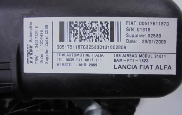 Fiat Bravo Passenger airbag 00517511870