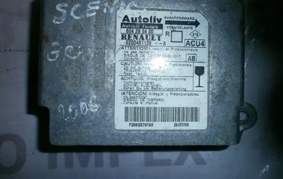 Renault Scenic II - Grand scenic II Airbag control unit/module 8200481139 604290400