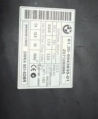 BMW 5 E60 E61 CAS control unit/module 6943835