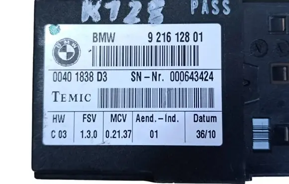 BMW 3 E92 E93 Seat heating relay 9216128