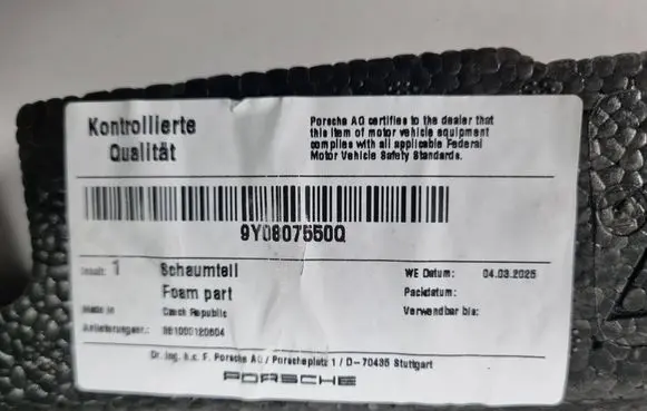 Porsche Cayenne (9Y0 9Y3) Front bumper foam support bar 9Y0807550Q 881000120604