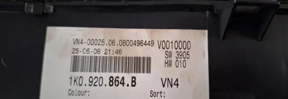 Volkswagen Golf V Speedometer (instrument cluster) 1k0920864b