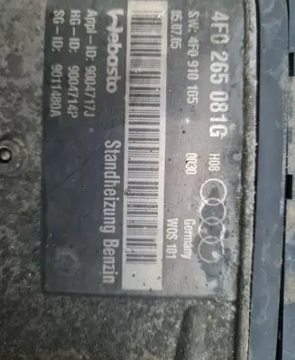 Audi A6 S6 C6 4F Auxiliary pre-heater (Webasto) 4F0910105