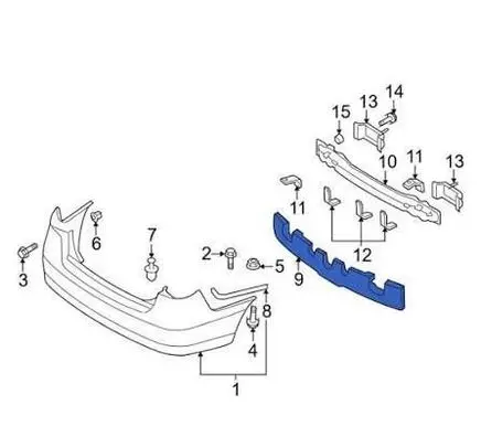 Hyundai Elantra Rear bumper foam support bar 866202H000