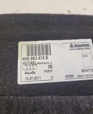 Audi A8 S8 D4 4H Interior carpet 4H0863874B